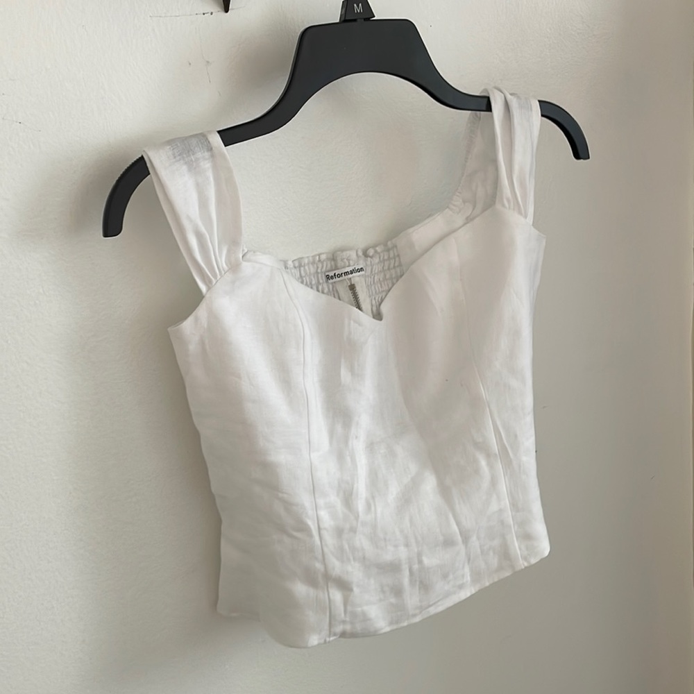 Reformation White Linen blouse